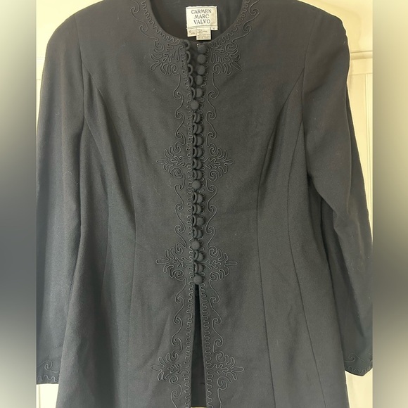 Whimsigoth Carmen Marc Valvo Vintage Embroidered Black Jacket. Size 12. - Picture 2 of 11